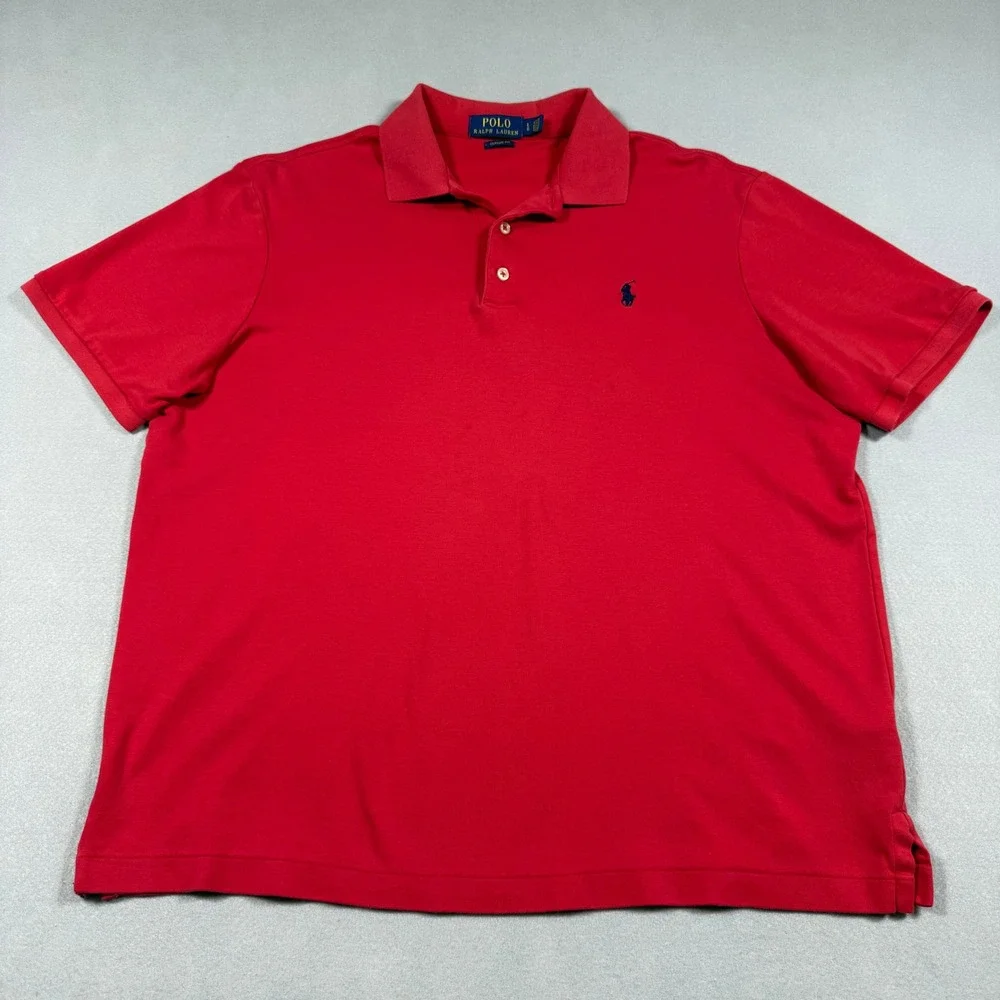 Polo Ralph Lauren Mens Classic Fit Red Short Sleeve Polo Shirt Large L‎ Cotton